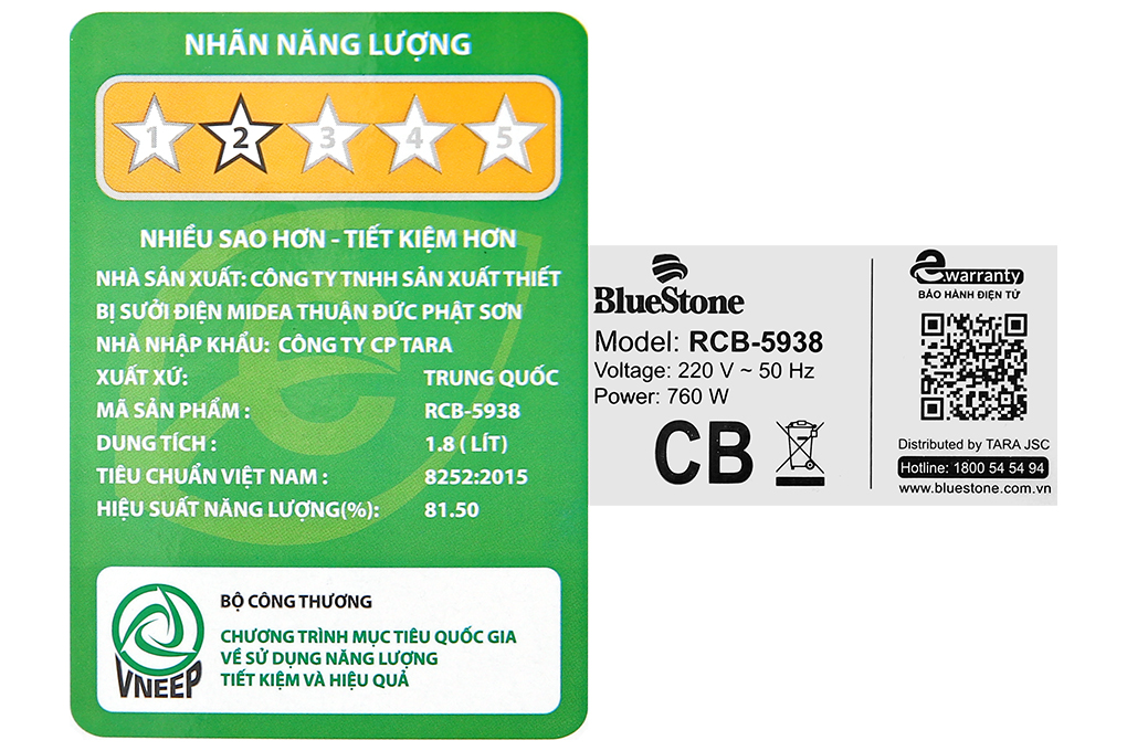 Nồi cơm điện tử Bluestone 1.8 lít RCB-5938