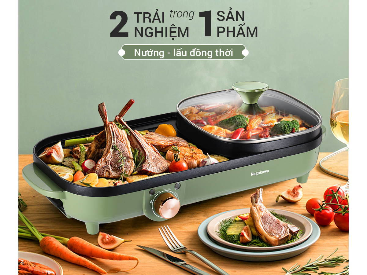 Bếp lẩu nướng điện đa năng Nagakawa NAG3104