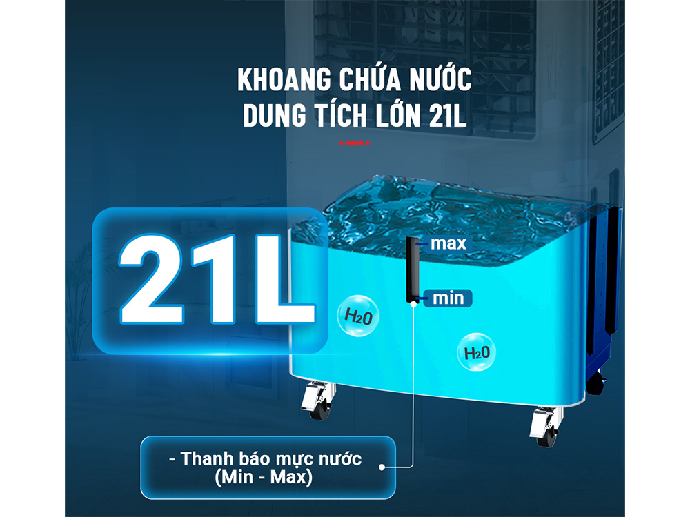 Khoang chứa nước dung tích 21 lít