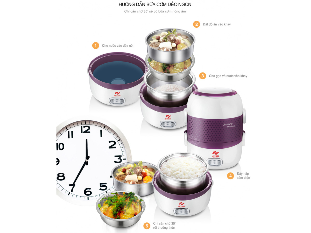 Hộp cơm hâm nóng Life360 EL-ALS263