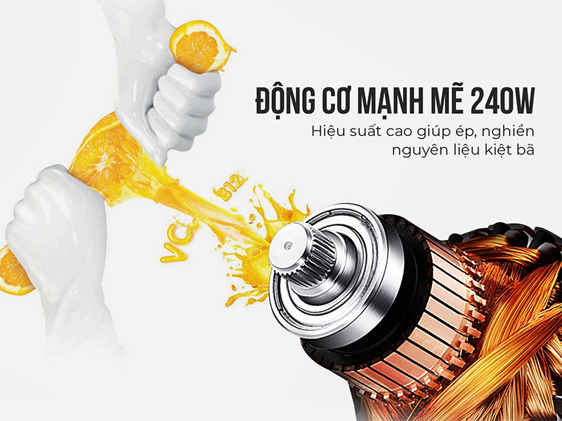 Máy ép trái cây chậm Elmich 1855OL hoạt động mạnh mẽ với công suất 240W