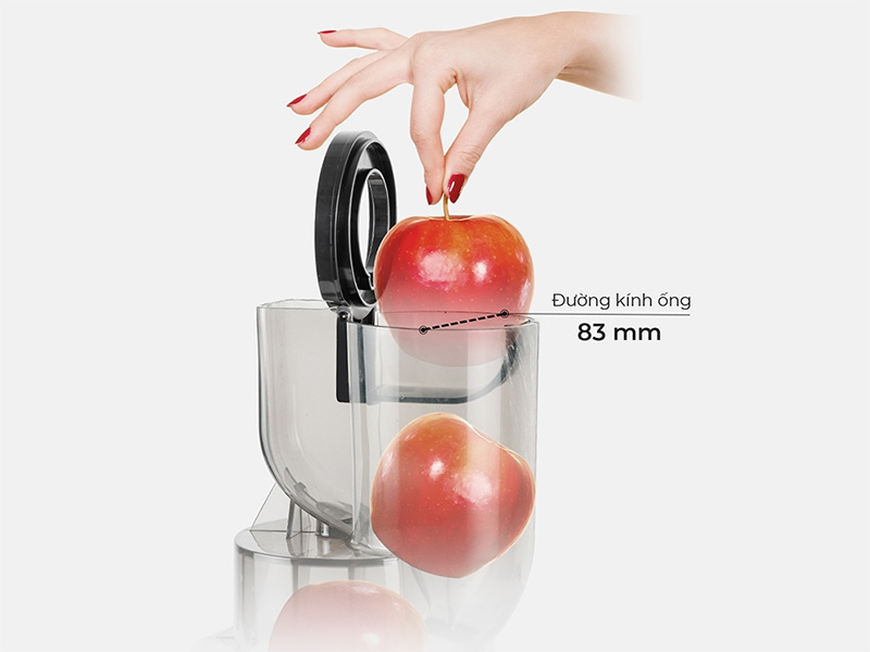 Máy ép chậm Elmich JEE-1855OL được trang bị ống tiếp nguyên liệu lớn