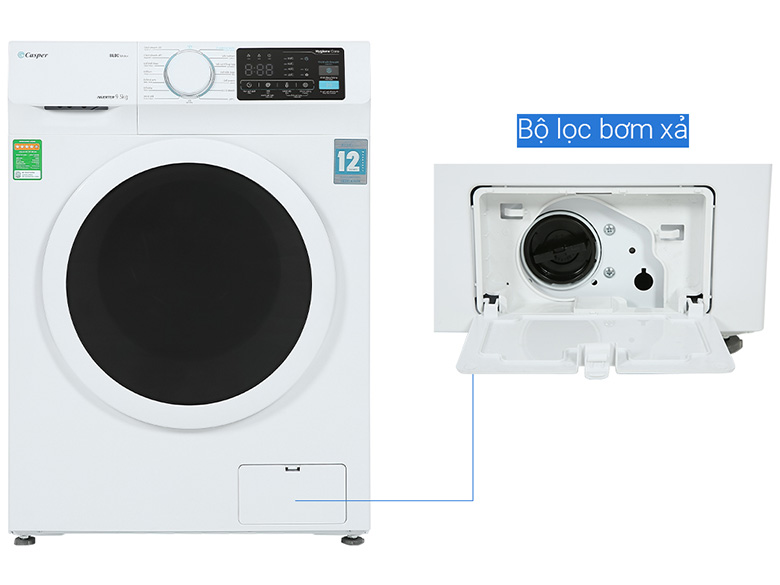 Máy giặt cửa ngang Casper Inverter 9.5Kg WF-95I140BWC