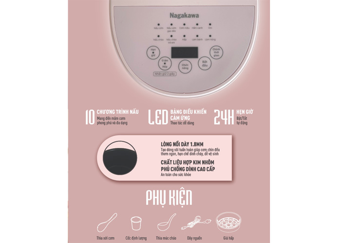 Nồi cơm điện tử Nagakawa NAG0142 (1.5 lít)