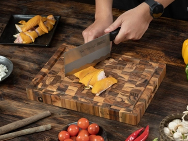 Thớt chặt gỗ Teak đầu cây Kaiyo hình chữ nhật DC04 (35x25x3.8cm)