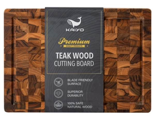 Thớt chặt gỗ Teak đầu cây Kaiyo hình chữ nhật DC04 (35x25x3.8cm)