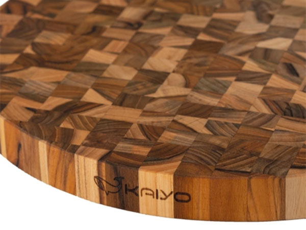 Thớt thái gỗ Teak đầu cây Kaiyo hình tròn 30x2,5cm TDC01