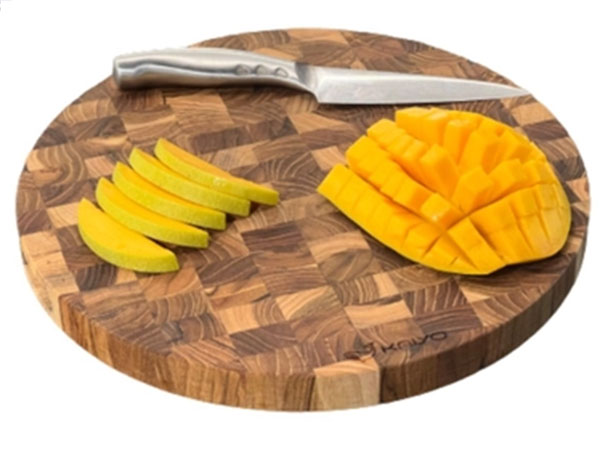 Thớt thái gỗ Teak đầu cây Kaiyo hình tròn 30x2,5cm TDC01