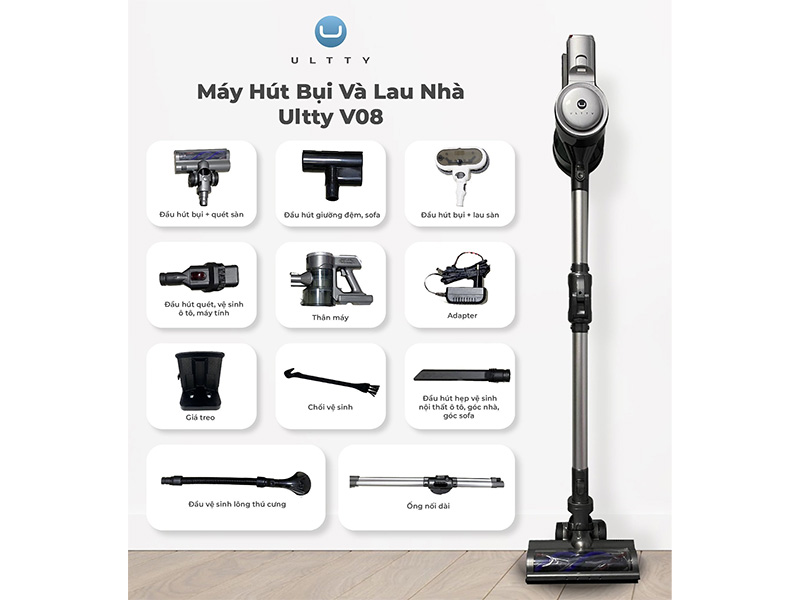 Máy hút bụi và lau nhà Ultty V08