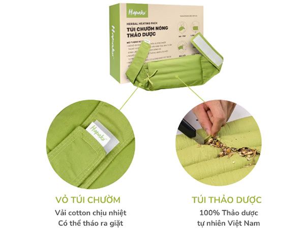 Túi chườm thảo dược lưng bụng Hapaku (làm nóng bằng lò vi sóng)