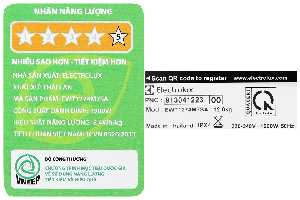 Máy giặt Electrolux Inverter 12kg EWT1274M7SA