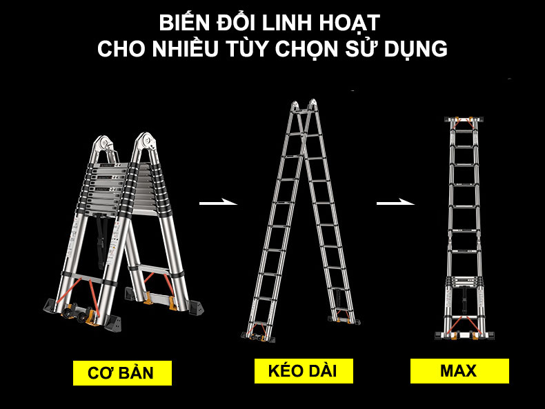 Thang rút đôi inox có bánh xe Winci TRX-2.2