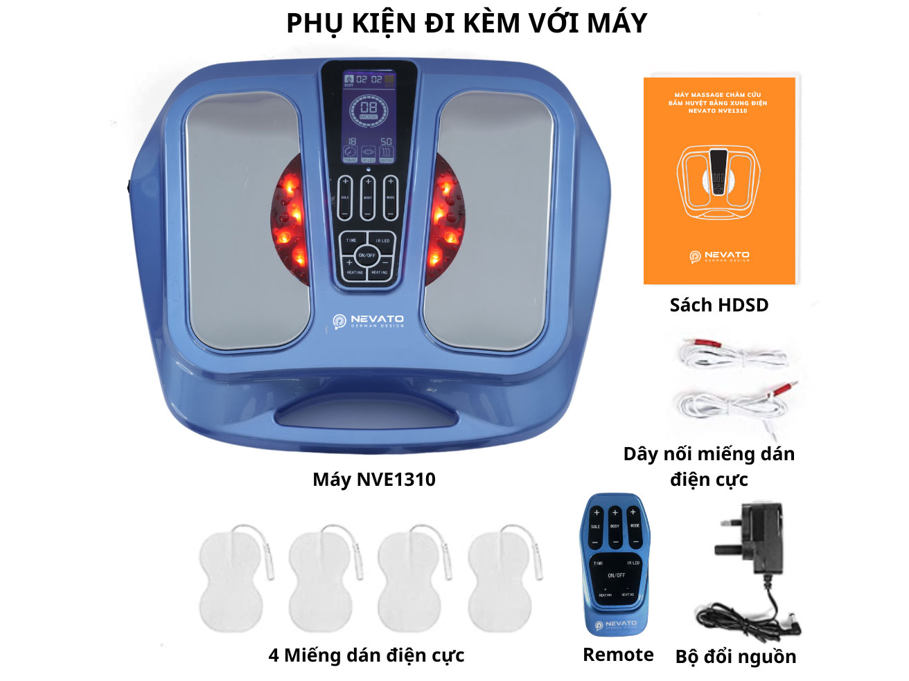 Máy massage châm cứu chân và toàn thân bằng xung điện Nevato NVE1310