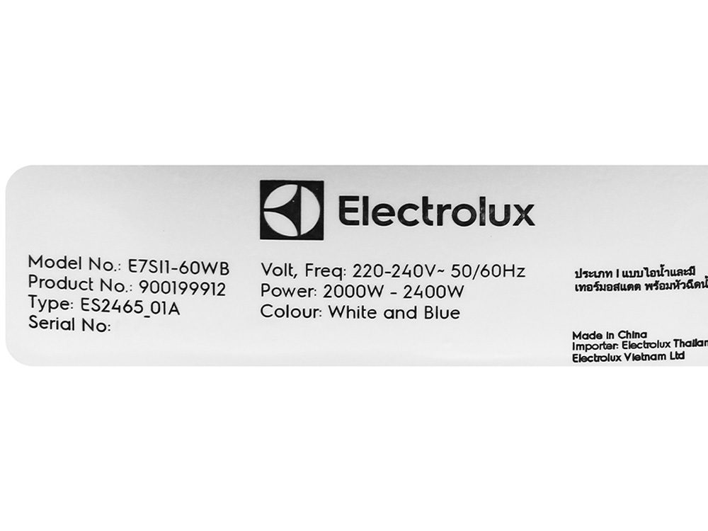 Bàn ủi hơi nước Electrolux E7SI1-60WB 2400W