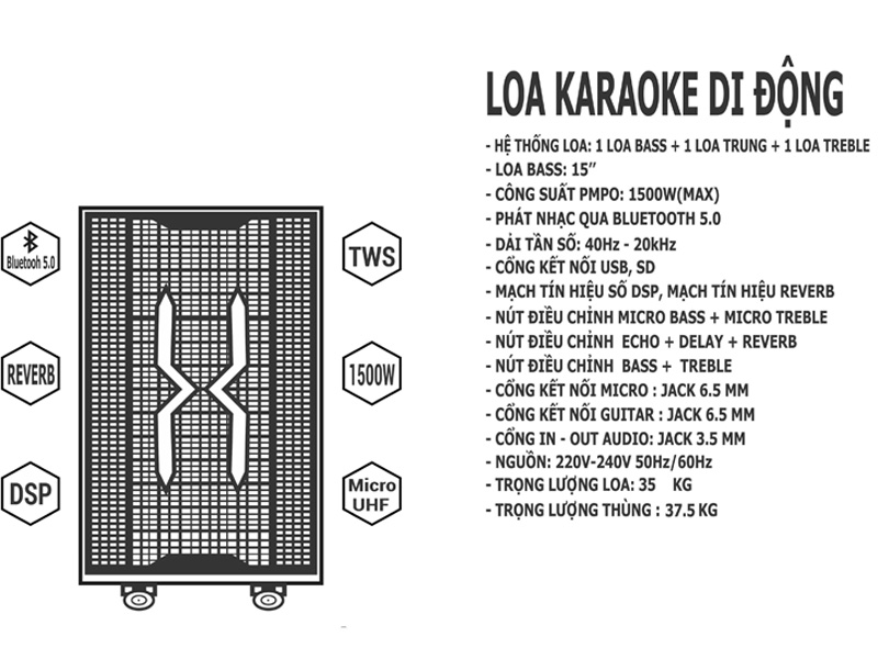 Loa karaoke di động Microtek F-1500 Pro