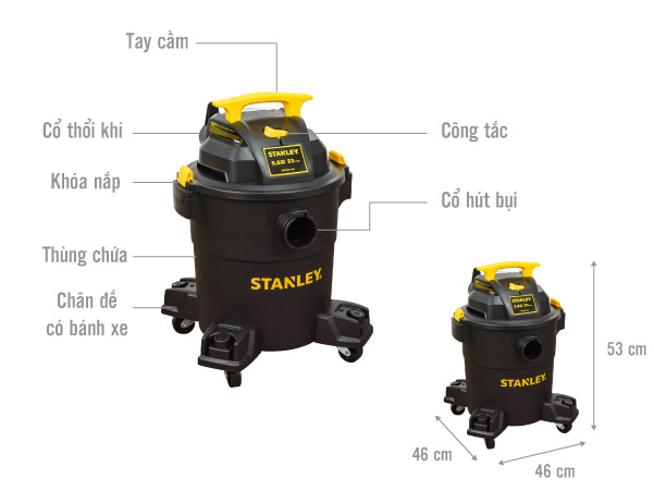 Máy hút bụi công nghiệp 3 chức năng Stanley SL19417P-6A - 23 lít