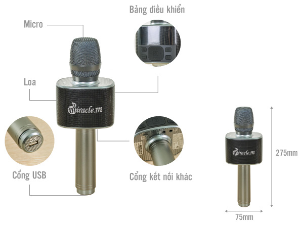 Micro Karaoke Bluetooth cao cấp Hàn Quốc Miracle M100