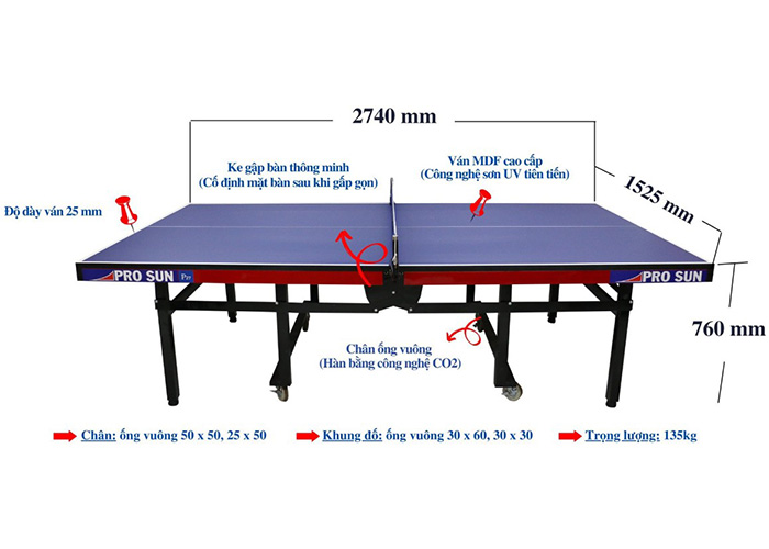 Bàn bóng bàn Pro sun P27