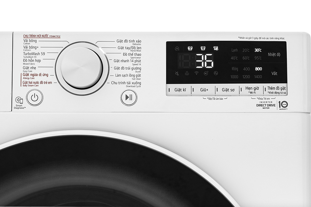 Máy giặt lồng ngang LG AI DD Inverter 13kg màu trắng FV1413S4W