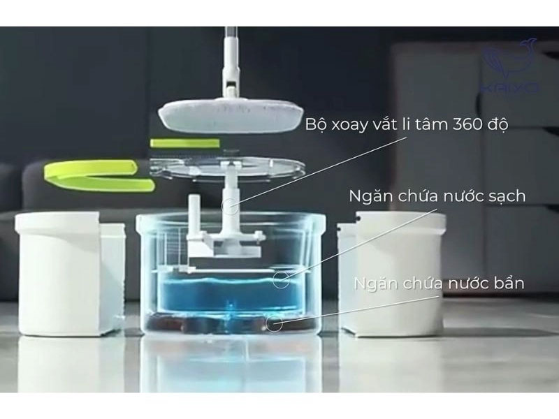 Cây lau nhà thông minh tách nước bẩn Kaiyo