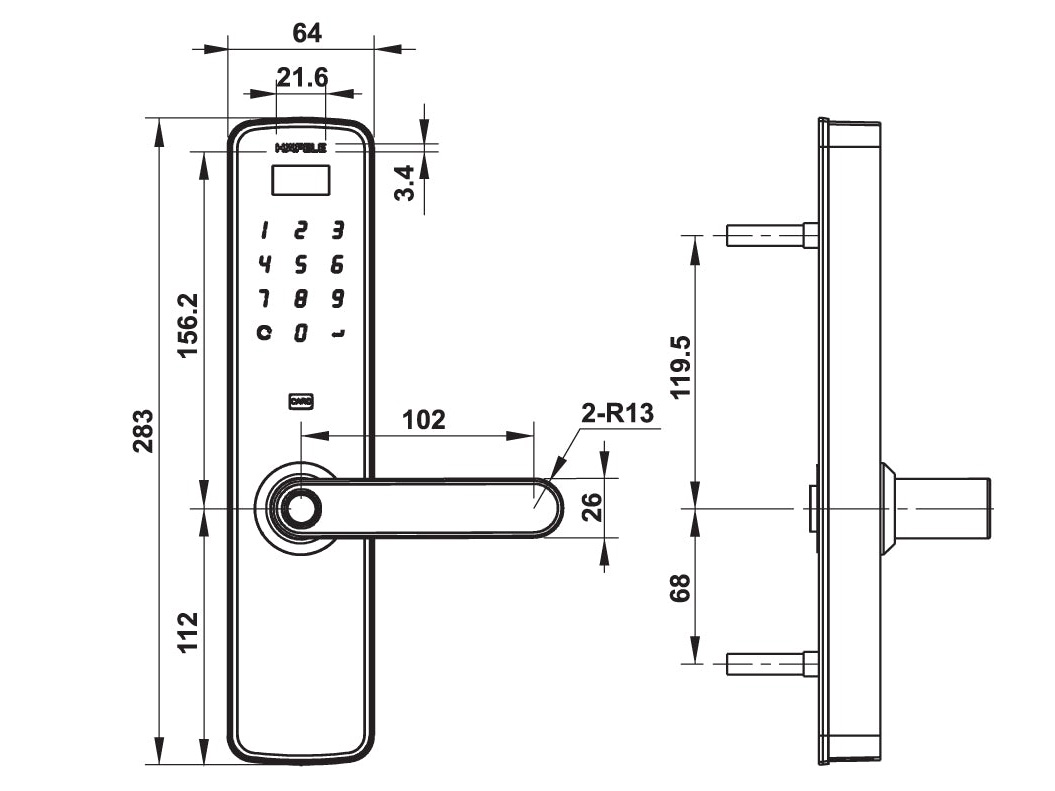 Khóa điện tử Hafele DL7000/912.20.314
