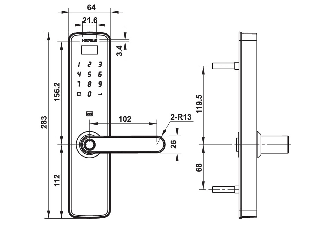 Khóa điện tử Hafele DL7100/912.20.315