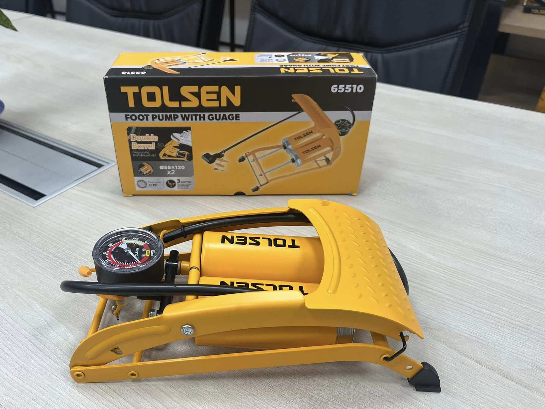 Bơm chân có đồng hồ 2 x Ø55 x 120 mm Tolsen 65510