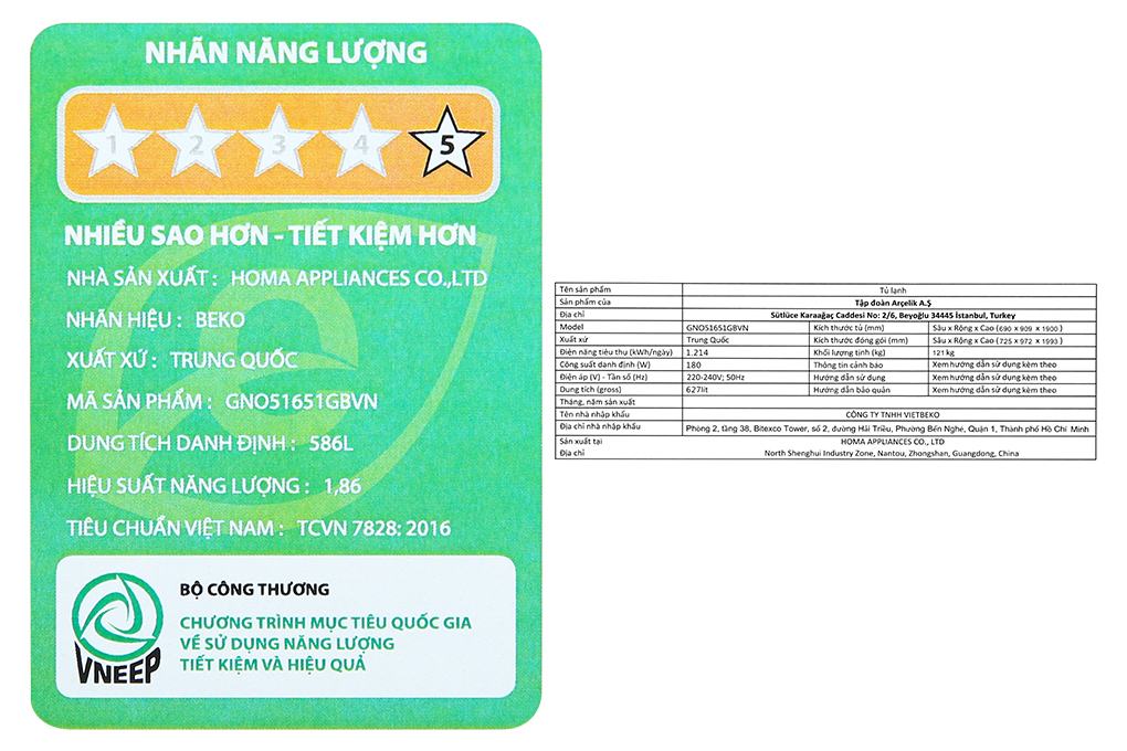 Tủ lạnh Beko inverter 553 lít Multi Door GNO51651GBVN