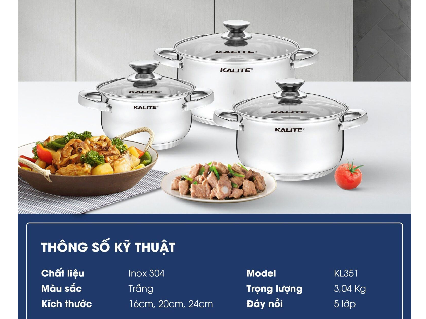 Bộ nồi inox Kalite KL351
