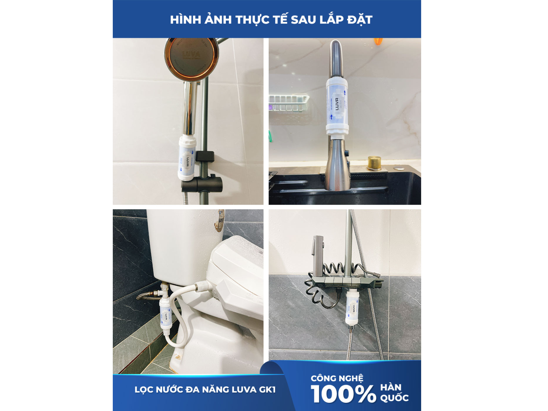 Bộ lọc nước đa năng Luva GK1 cho vòi sen tắm, vòi nước uống, máy giặt, bồn cầu, máy rửa bát