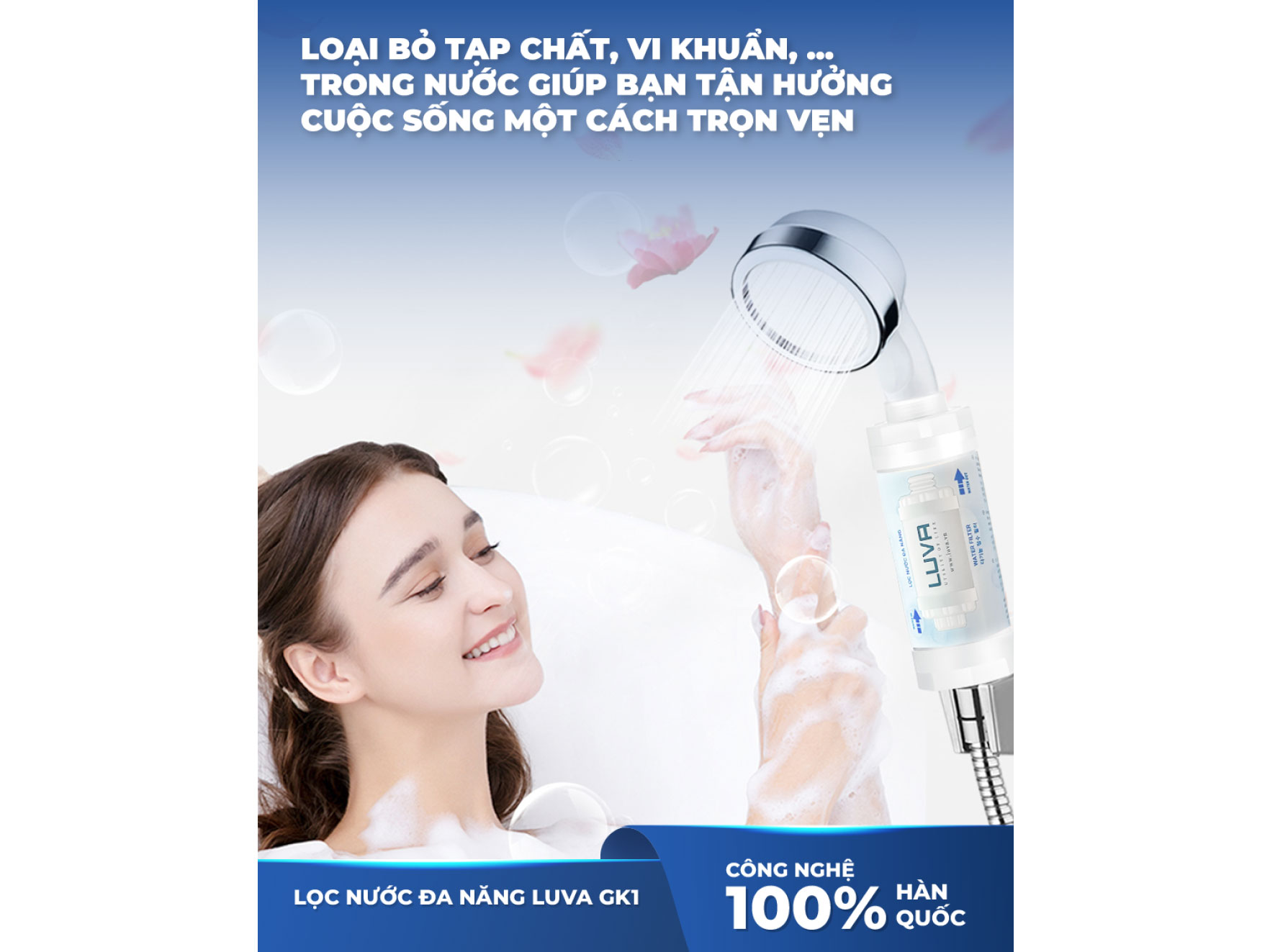 Bộ lọc nước đa năng Luva GK1 cho vòi sen tắm, vòi nước uống, máy giặt, bồn cầu, máy rửa bát