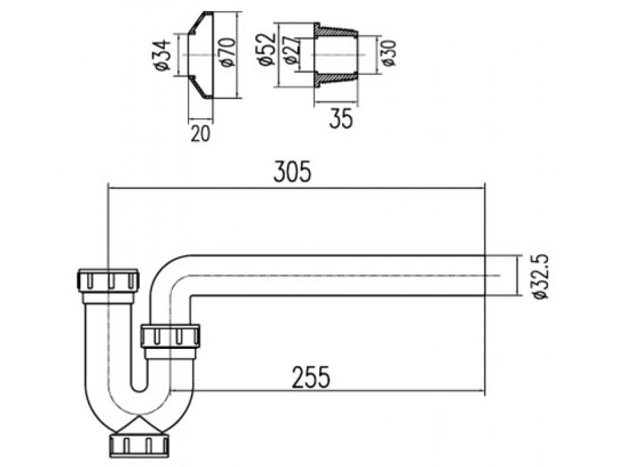Ống xả nước chữ P Inax A-325PL nhựa