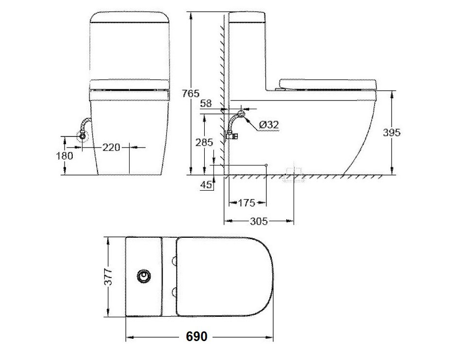 Bồn cầu 1 khối Grohe Eurosmart 39119001