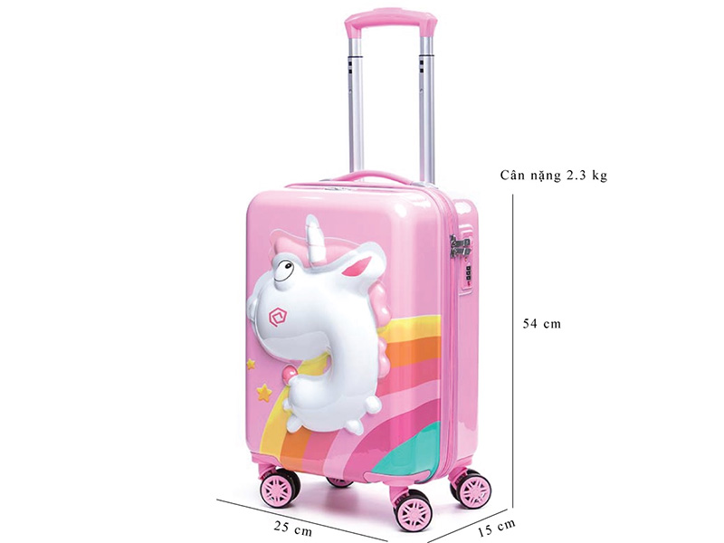 Vali kéo trẻ em BeddyBear Kỳ Lân Pony hồng (17 inch)