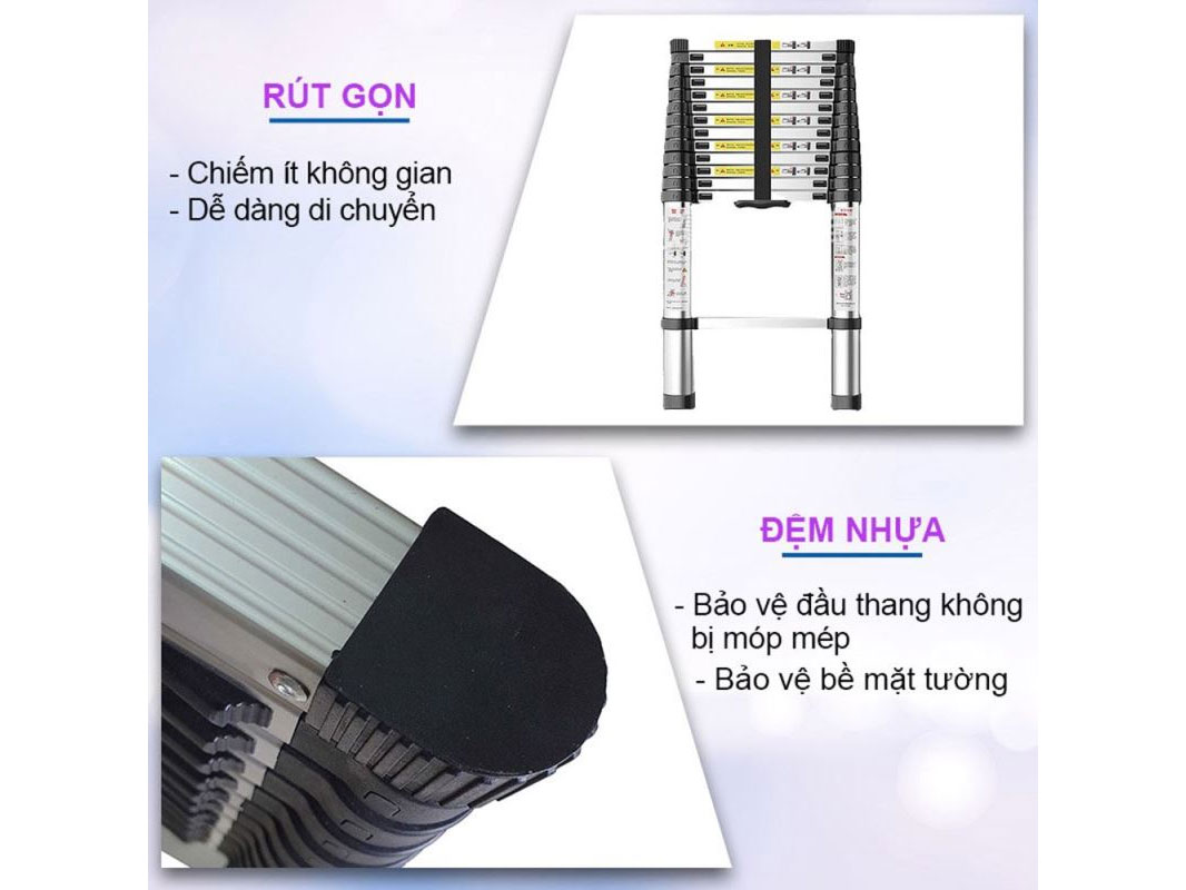 Thang inox rút đơn gấp gọn Nikita ID59 - META.vn