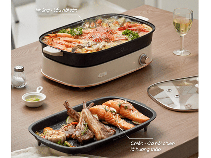 Nồi lẩu nướng đa năng 2 khay Bear SB-NL45K