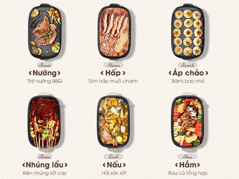 Nồi lẩu nướng đa năng 2 khay Bear SB-NL45K