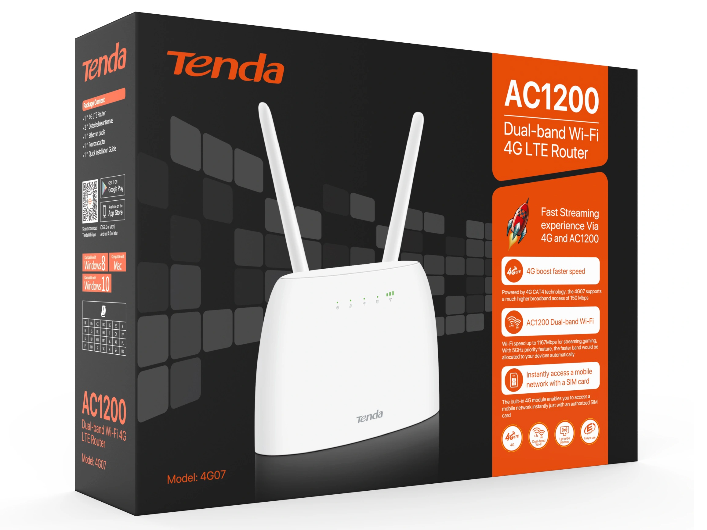 Bộ phát Wifi AC1200 dùng SIM 4G LTE Tenda 4G07