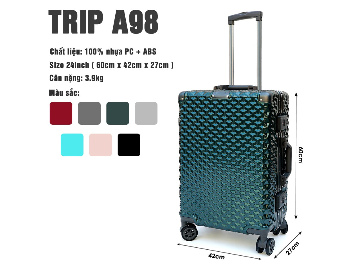 Vali khung nhôm cao cấp TRIP A98 size 24 inch