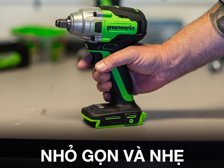 Máy siết bu lông 1/2 inch dùng pin Greenworks 24V GD24IW400 (Chưa pin, sạc)