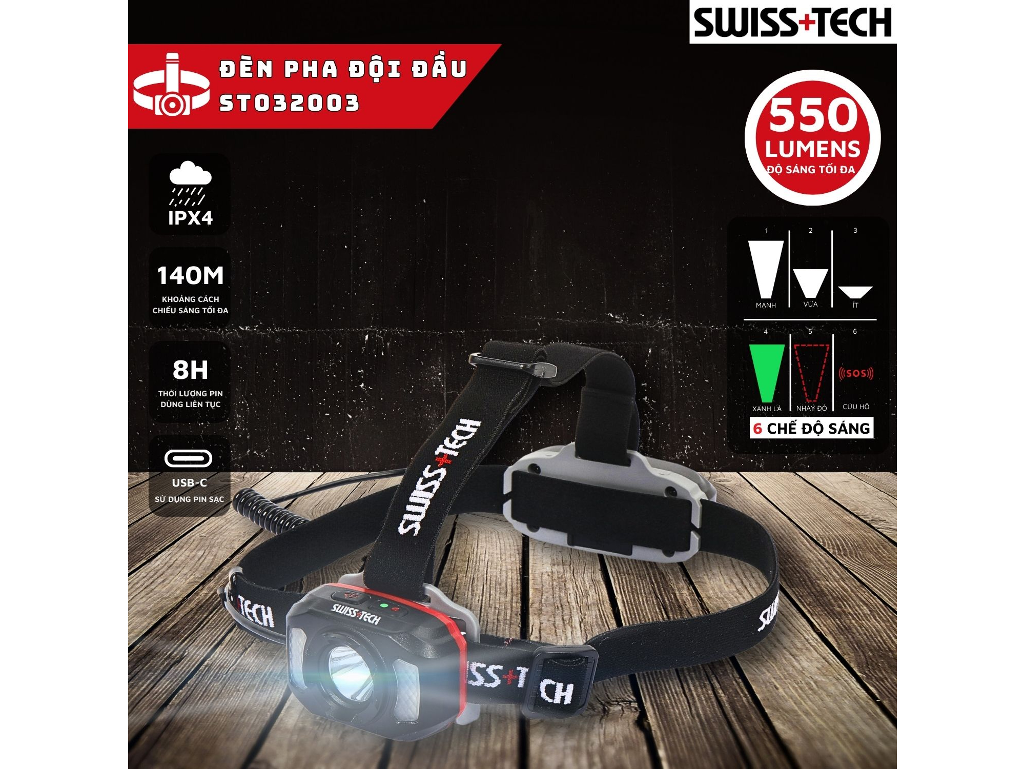 Đèn pha đội đầu Swiss+Tech ST032003