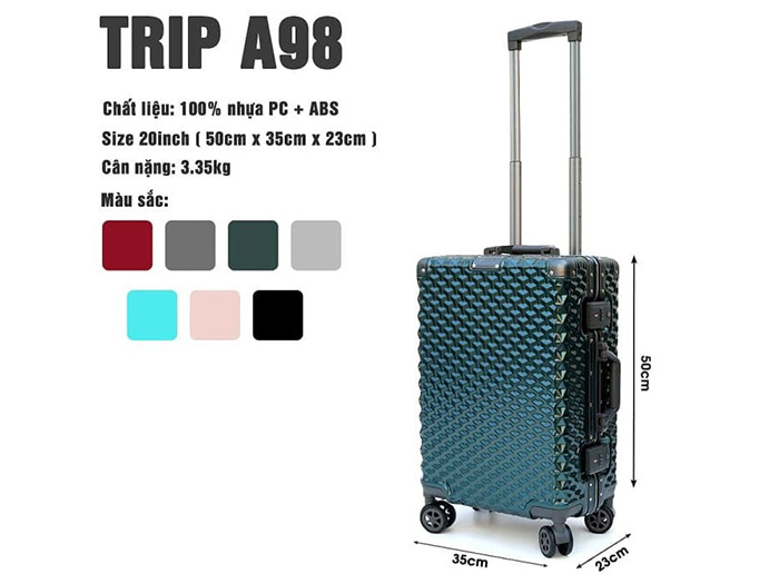 Vali khung nhôm cao cấp Trip A98 size 20 inch