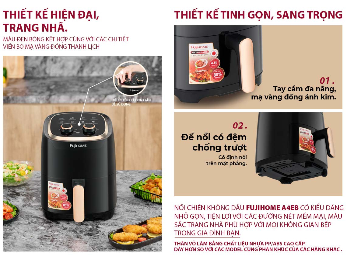 Nồi chiên không dầu FujiHome A4EB 4.5 lít