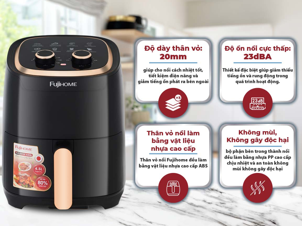 Nồi chiên không dầu FujiHome A4EB 4.5 lít