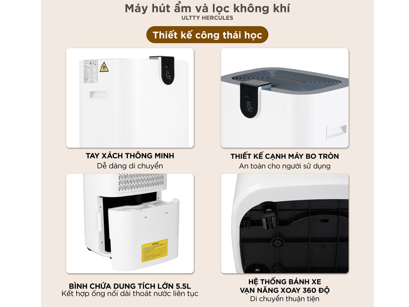 Máy hút ẩm và lọc không khí U Ultty HERCULES (30L/ngày, 125m2)