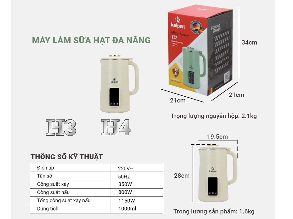 Máy làm sữa hạt Kalpen H4