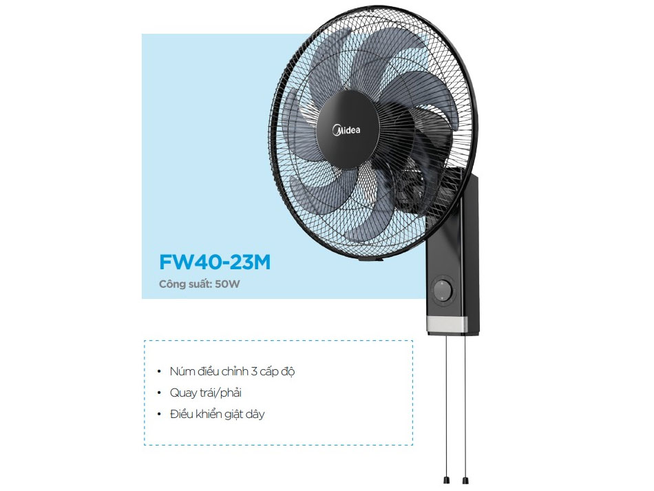 Quạt treo tường Midea FW40-23M (50W, 7 cánh, 40cm)