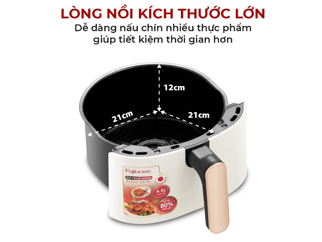 Nồi chiên không dầu FujiHome A4EW - 4.5 lít