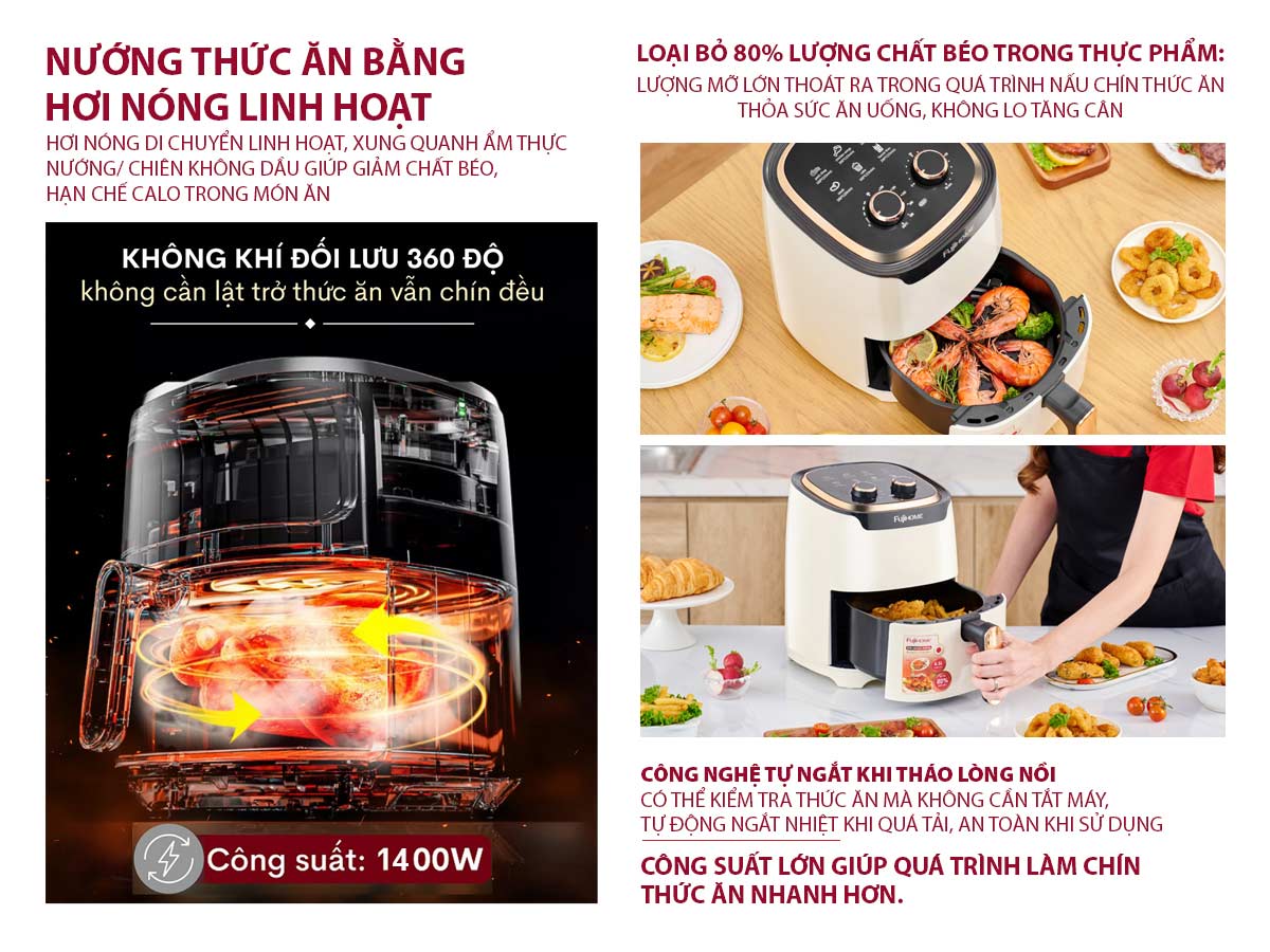 Nồi chiên không dầu FujiHome A4EW - 4.5 lít