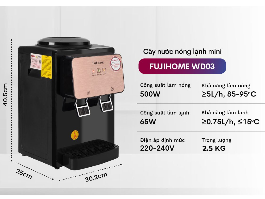 Cây nước nóng lạnh để bàn mini FujiHome WD03E